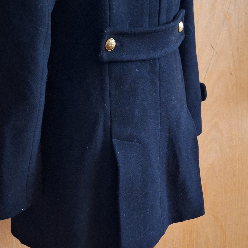 Trina Turk  Black Wool Blend Military Coat Size 2 - Picture 5 of 15